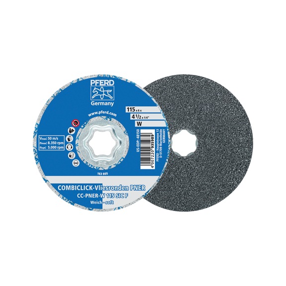 Disque souple texture abrasive pressé PFERD Combiclick CC PNER, diamètre 115 mm - COMBICLICK disque non tissé pressé