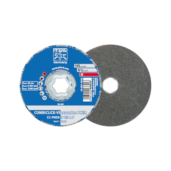 Disque dur texture abrasive pressé PFERD Combiclick CC PNER, diamètre 115 mm, A - COMBICLICK disque non tissé pressé