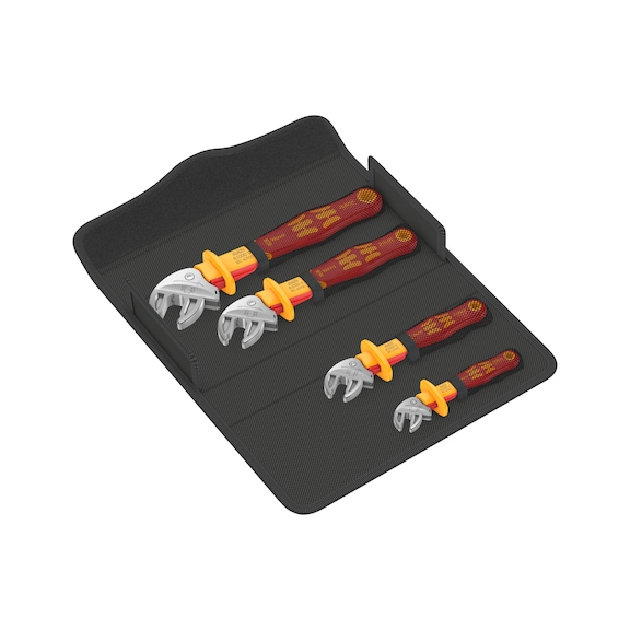 Self-adjusting open-end wrench set 4 pieces, VDE insulated 