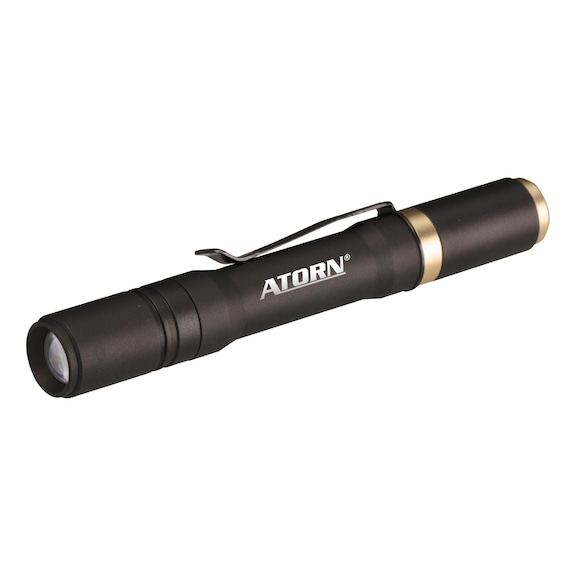 Luz tipo bolígrafo LED ATORN con pilas - Linterna pequeña LED, 126 mm