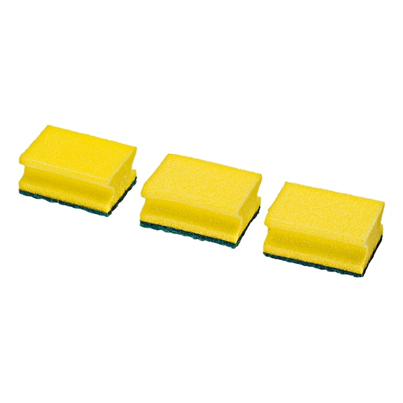 Scouring pad with scrubber, 9x7x4.5 cm, pack of 3 - Scouring pad sponge with scrubber, pack of 3