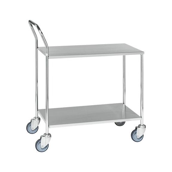 Serving trolley with two stainless steel load areas, KM272