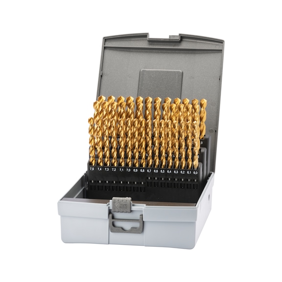 ATORN 麻花钻套件 TLP HSSE-TIN DIN 338 直径 5.1-10.0 毫米，递增量 0.1 毫米，盒装 - 麻花钻套件，盒装，TLP 型，HSSE-TiN