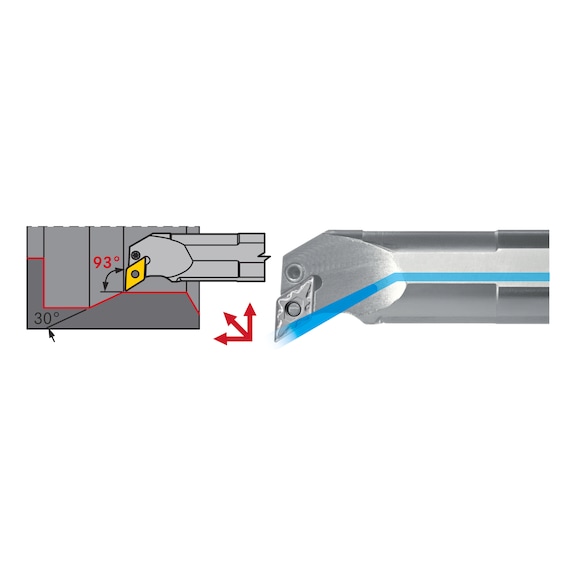 Barre d'alésage PDUN en acier avec surface de serrage, négative, côté droit |PROMOTION - 1