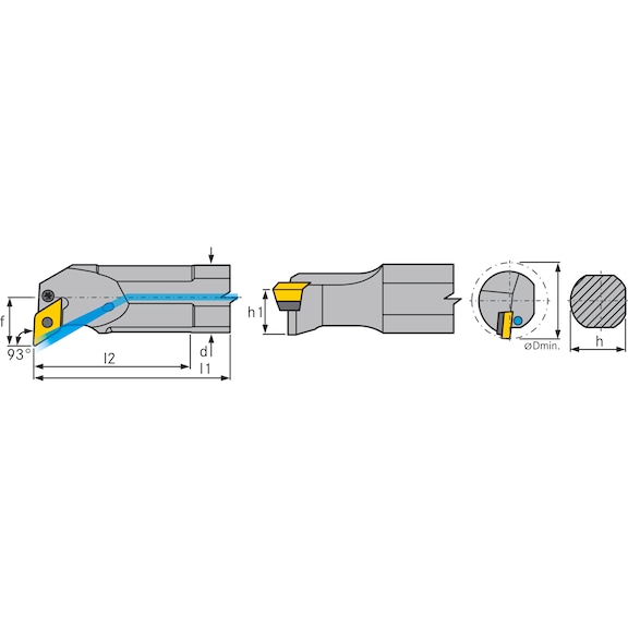 PDUN Bohrstange mit Spannfläche Stahl Negativ Links - 2