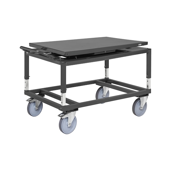Pallet trolley 1200x800&nbsp;mm, turntable load capacity 800&nbsp;kg, stopper, dark grey - Pallet trolley made of steel with turntable