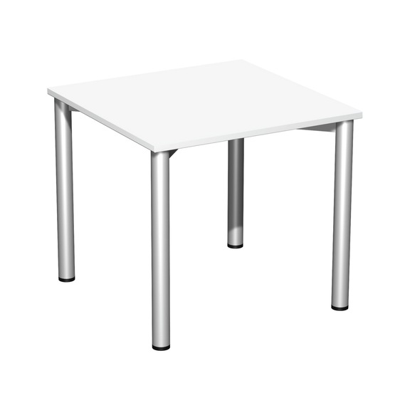 Íróasztal, 4 lábú, Flex, 800x800, fehér/ezüst - Íróasztal, 4 lábú, Flex