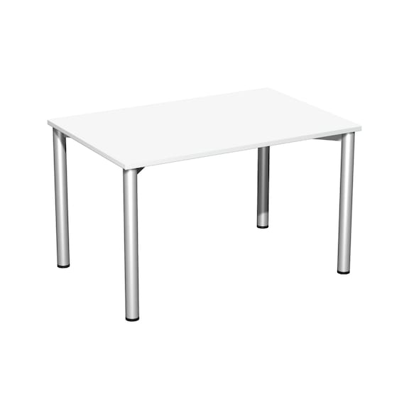 Schreibtisch 4 Fuß Flex 1200x800 mm Farbe Weiß/Silber - Schreibtisch 4 Fuß Flex