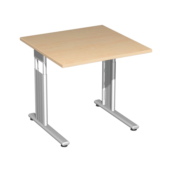 Schreibtisch C Fuß Flex 800x800 Ahorn/Silber - Schreibtisch mit C Fuß Flex