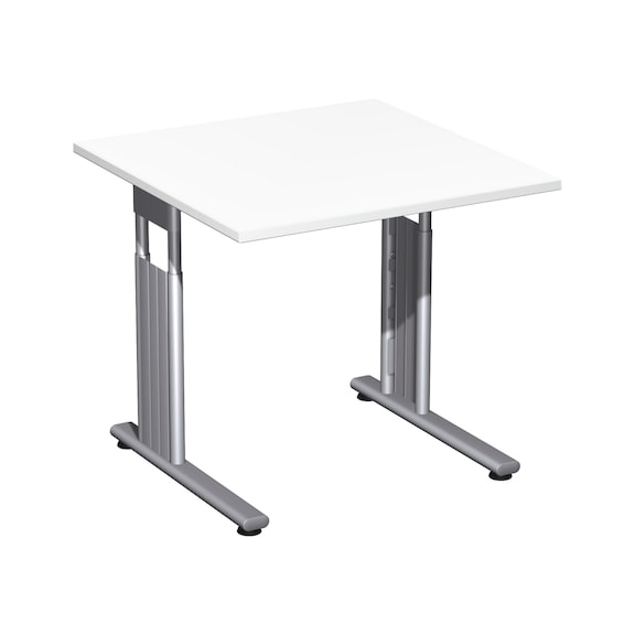 Bureau Flex à pied C 800 x 800 blanc/argent - Bureau Flex avec pied en C