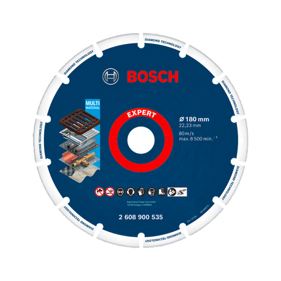 Disque diamant BOSCH, diamètre 180 mm, diamètre d'alésage 22,23 mm, bleu - Disques diamant EXPERT 