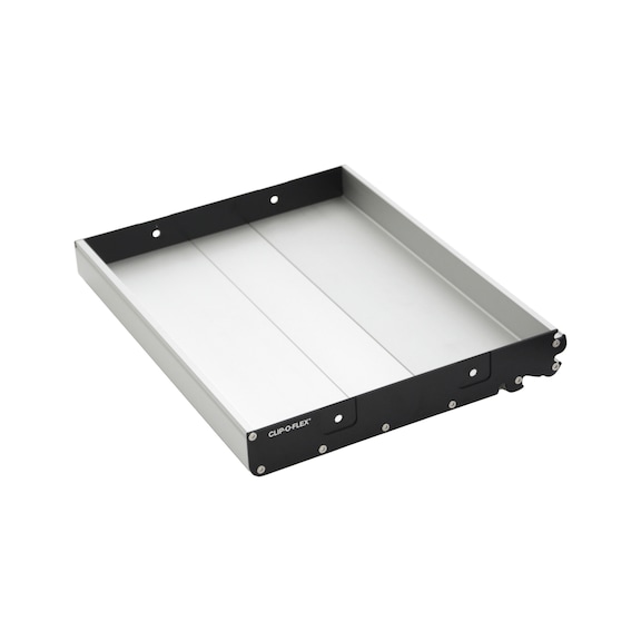CLIP-O-FLEX tray 2.0, 600x400 mm, with black clip-on profile 0/45/90° - Tray 2.0 with clip-on profile