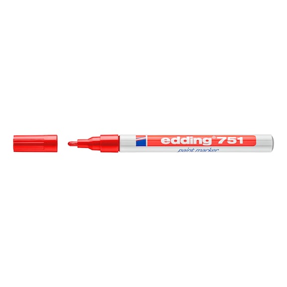 EDDING 751 paint marker, red, round nib 1-2 mm, smudge-proof, waterproof - e-751 paint marker