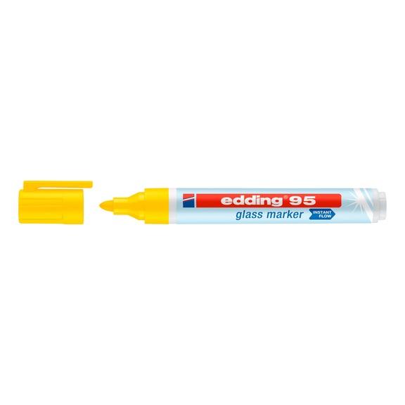 EDDING 95 glass marker, yellow, round nib, 1.5-3 mm, for glass surfaces - e-95 glass marker