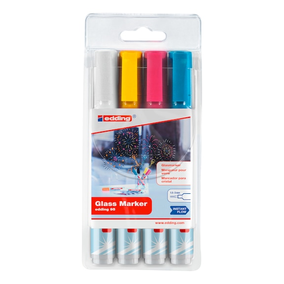 e-95/4 glass markers in set, assorted (049)