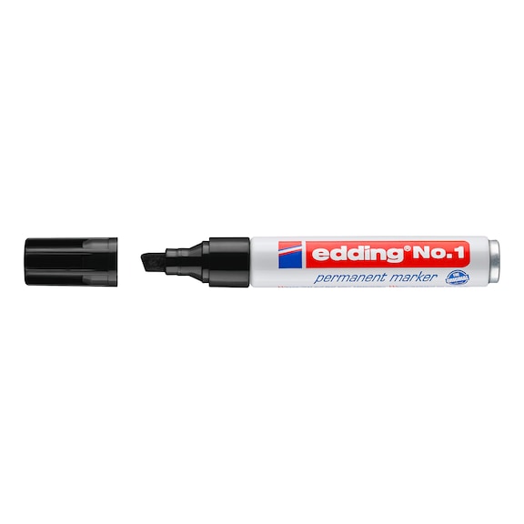 EDDING No. 1 permanent marker, black, chisel nib 1-5 mm, waterproof - e-No.1 permanent marker
