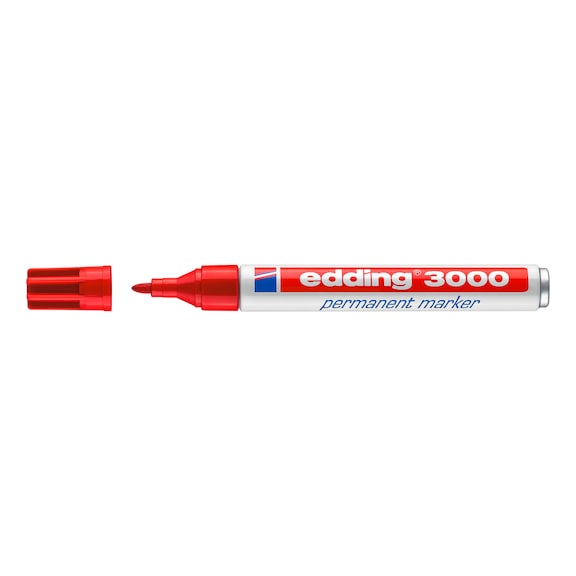 Marqueur permanent EDDING 3000, rouge, 1,5-3 mm, résistant à l'eau - Marqueur permanent e-3000