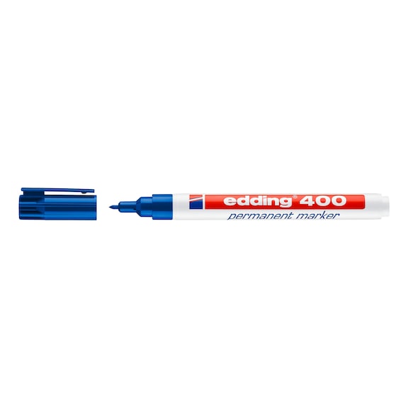 Marqueur permanent EDDING 400, bleu, pointe ronde fine 1 mm, résistant à l'eau - Marqueur permanent e-400