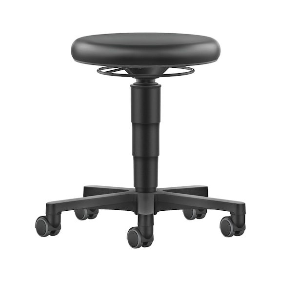 bimos all-round stool, 5-star base, castors, grey ring, syn. leath. seat - Allround stool with castors, synthetic leather