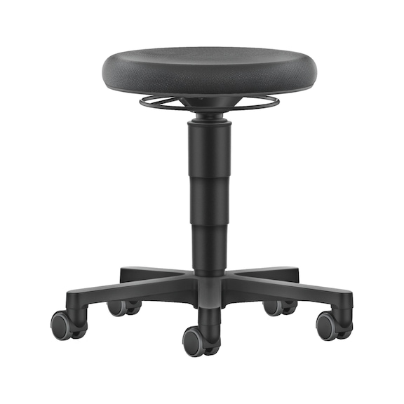 bimos all-round stool, 5-star base, castors, grey ring, Supertec seat - Allround stool with castors, Supertec