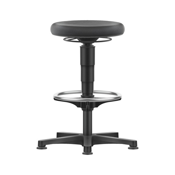 bimos all-round tall stool, 5-star base, glide runners, grey ring, Supertec seat - Allround stool with ring-design footrest and glide runners, Supertec