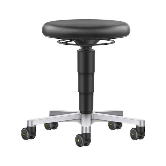 ESD stool, castors, PU foam, black coloured ring