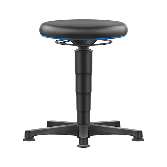 bimos all-round stool, 5-star base, glide runners, blue ring, syn. leath. seat - Allround stool with glide runners, synthetic leather