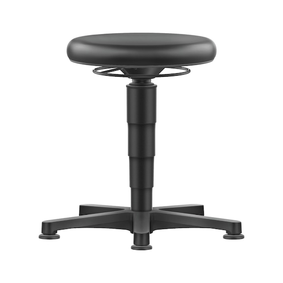 bimos all-round stool, 5-star base, glide runners, grey ring, syn. leath. seat - Allround stool with glide runners, synthetic leather