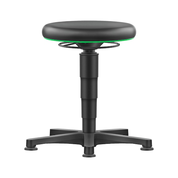 bimos all-round stool, 5-star base, glide runners, green ring, syn. leath. seat - Allround stool with glide runners, synthetic leather