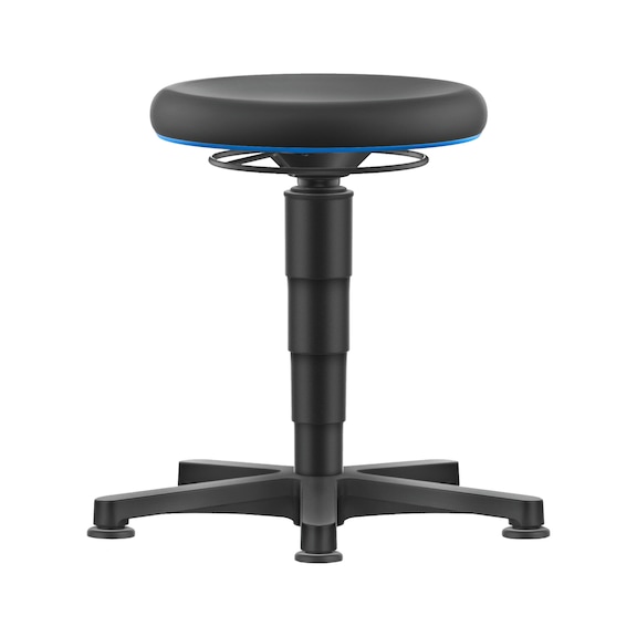 bimos all-round stool, 5-star base, glide runners, blue ring, PU foam seat - Allround stool with glide runners, integral foam
