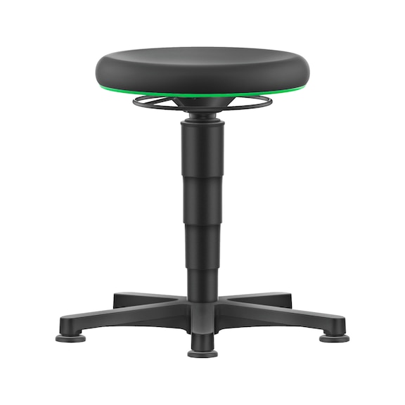 bimos all-round stool, 5-star base, glide runners, green ring, PU foam seat - Allround stool with glide runners, integral foam