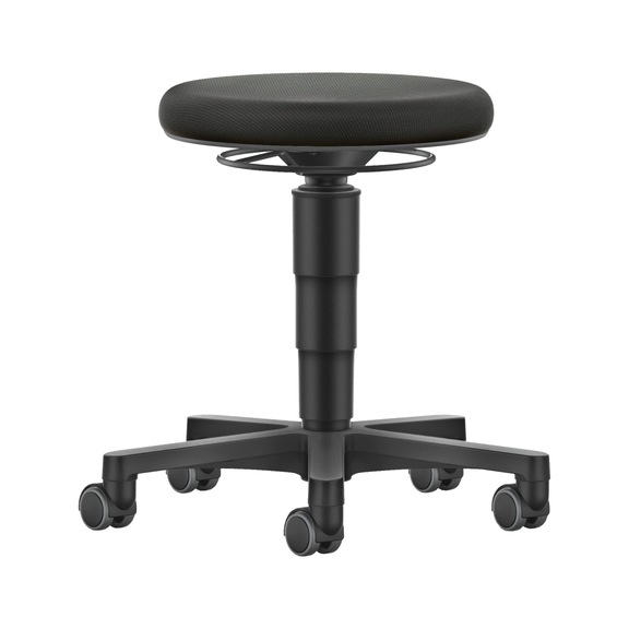 bimos all-round stool, 5-star base, castors, grey ring, fabric seat - Allround stool with castors, fabric