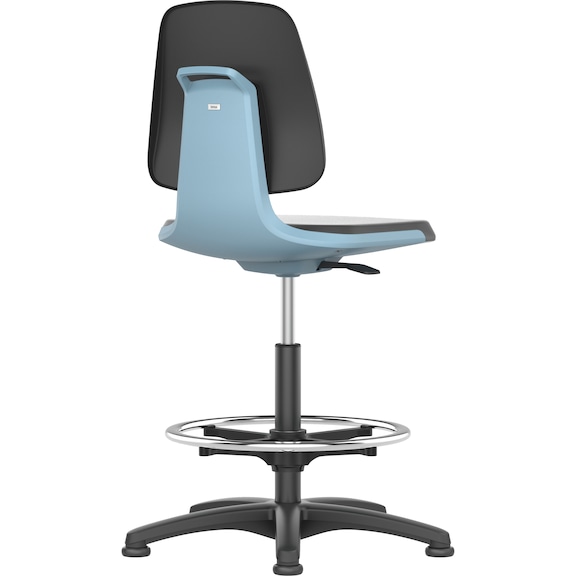 BIMOS LABSIT swivel work chair w. sliders, blue seat shell, black syn. leather - LABSIT zemin kızaklı döner çalışma sandalyesi