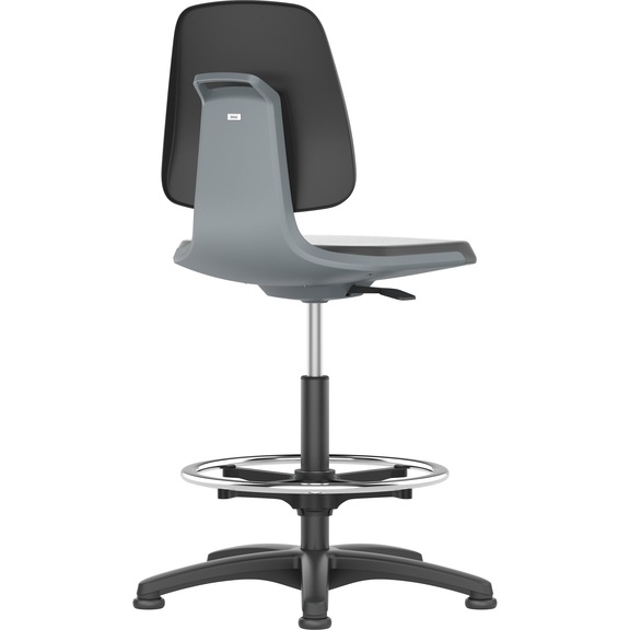 BIMOS LABSIT draaibare werkstoel glijders antraciet stoelkuip zwart materiaal - LABSIT draaibare werkstoel met glijrails