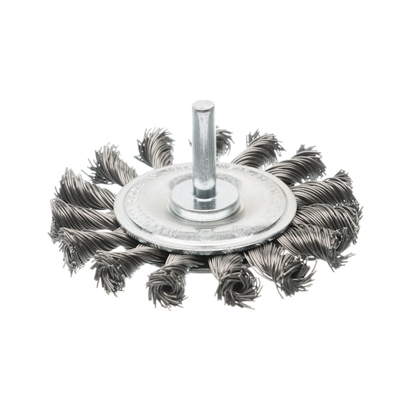 Brosse rotative ATORN, diamètre 75 mm, tige 6 mm, fil acier tressé, 0,50 mm - Brosses rondes sur tige