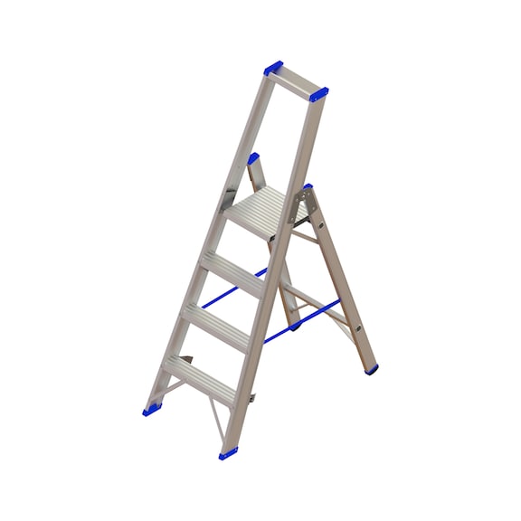 Escalera tijera con peldaños aluminio ATORN con plataforma y 4 peldaños, 1 cara - Escalera de tijera de aluminio