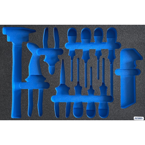 ATORN empty hard foam insert, suitable for general tool sets with 12 pcs - Hard foam insert, empty - general tools 12