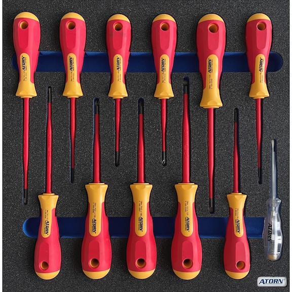 ATORN hard foam insert equipped with slim VDE screwdriver set with 24 pcs - Hard foam insert - slim VDE screwdrivers 24