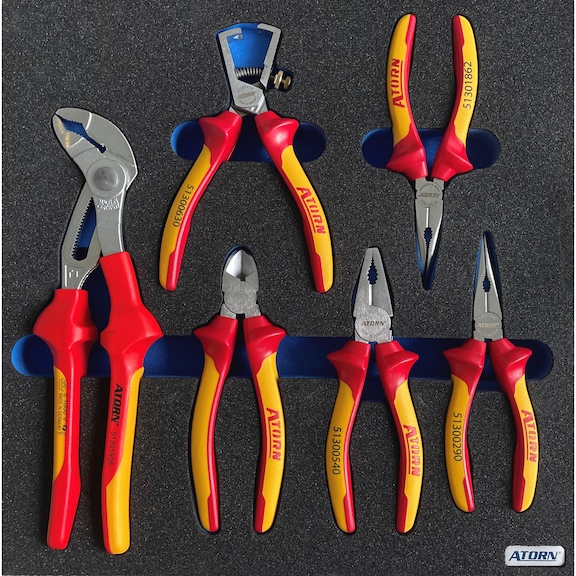 ATORN hard foam insert equipped with VDE pliers assortment with 6 pcs - Hard foam insert - VDE pliers assortment 6
