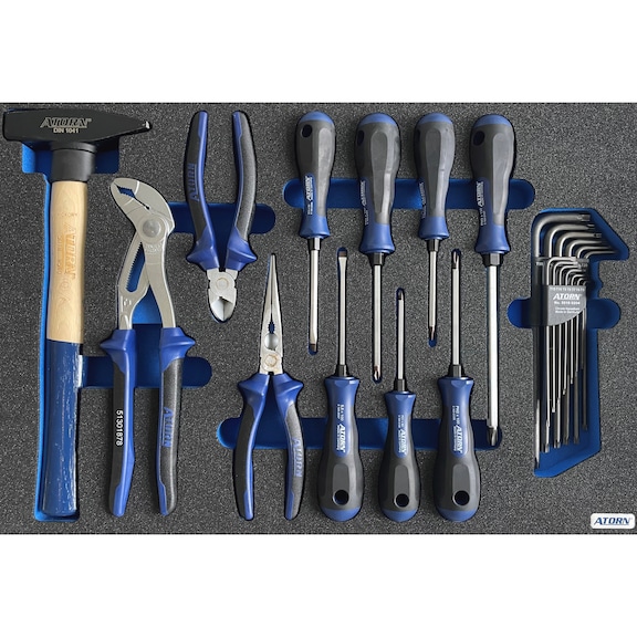 ATORN hard foam insert equipped with set of general tools with 12 pcs - Hard foam insert - general tools 12