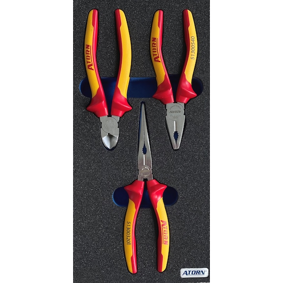 ATORN hard foam insert equipped with VDE pliers assortment with 3 pcs - Hard foam insert - VDE pliers assortment 3