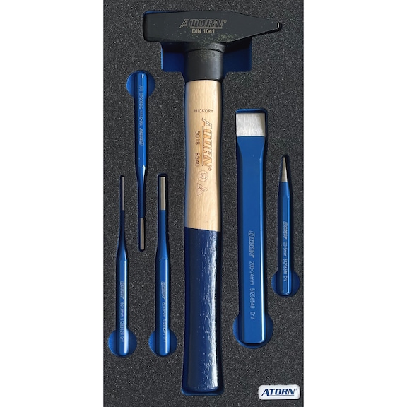 ATORN hard foam insert equipped with striking tool assortment with 6 pcs - Hard foam insert - striking tools assortment 6
