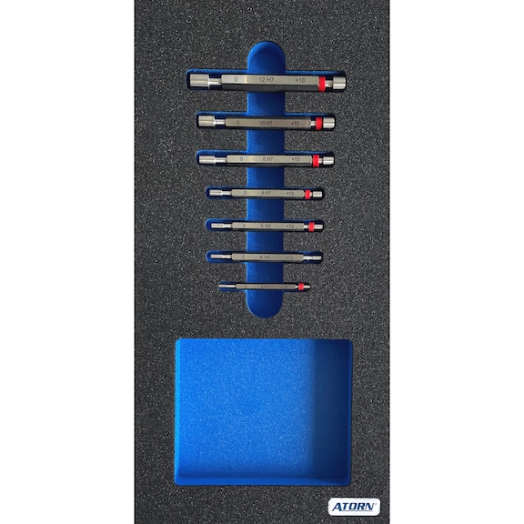 ATORN hard foam insert equipped with 7 limit plug gauges measuring 3-12 mm - Hard foam insert - limit plug gauges 7