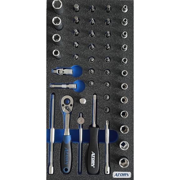 ATORN hard foam insert equipped with socket assortment with 45 pcs - Hard foam insert - socket assortment 45