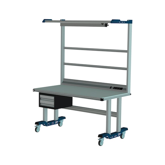 CLIP-O-FLEX mobile seated system workstation with lighting and drawer block - Mobile seated system workstation