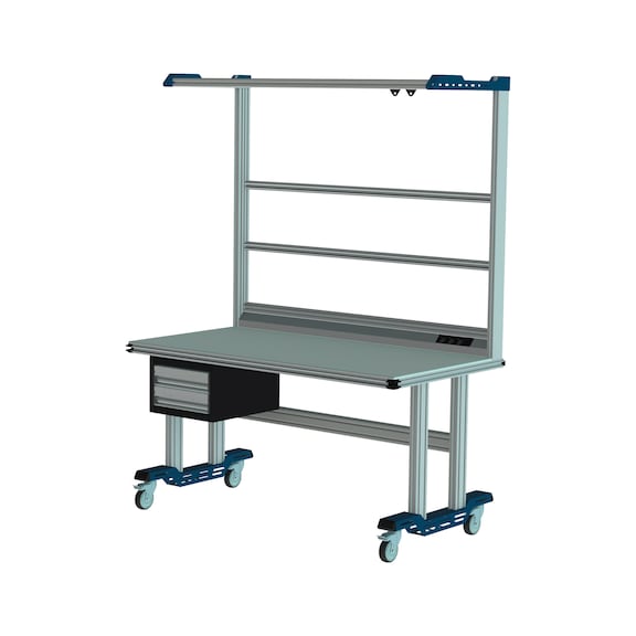 CLIP-O-FLEX<SUP>®</SUP> Mobiler Sitz-Systemarbeitsplatz mit Aufbau und Schubladenblock - Mobiler Sitz-Systemarbeitsplatz mit Aufbau und Schubladenblock