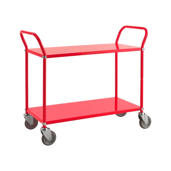 Kongamek serving trolley w two reversible load areas in red load cap. 250 kg - Serving trolley with two reversible load areas