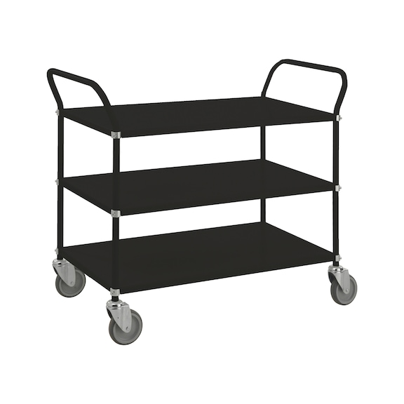 Serving trolley with three reversible load areas