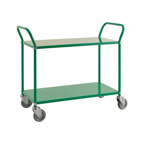 Kongamek serving trolley w two reversible load areas in green load cap. 250 kg - Serving trolley with two reversible load areas