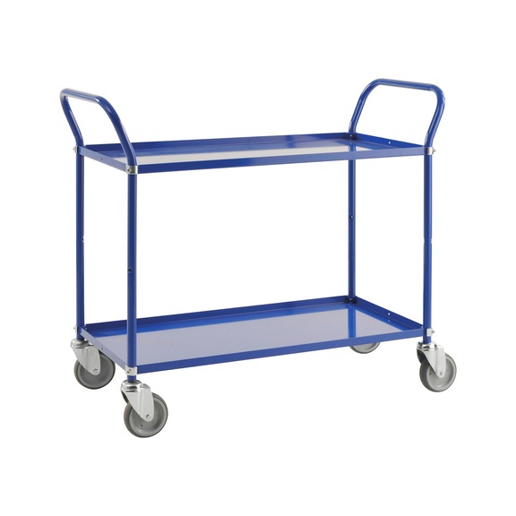 Chariot à étagères Kongamek , bleu, 2 zones de charg., capacité de ch. 250 kg - Chariot à étagères avec 2 zones de chargement réversibles